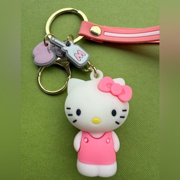 Hello Kitty Pink Bow Keychain with Charms & Wrist Strap – Super Cute! - Picture 13 of 17